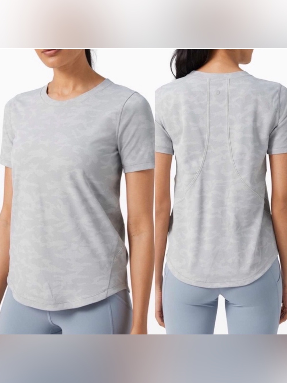Lululemon Incognito Camo Silver Drop Long Distance Short Sleeve Shirt